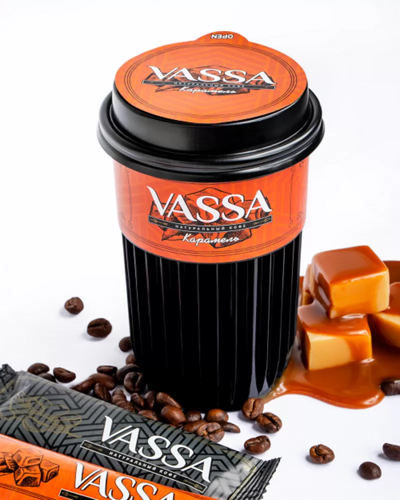 Кофе молотый VASSA в стакане с натуральным сиропом 